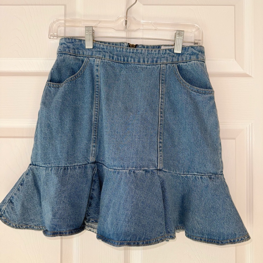 Princess Polly Blue Ruffled Trumpet Mini Skirt - Picture 2 of 4